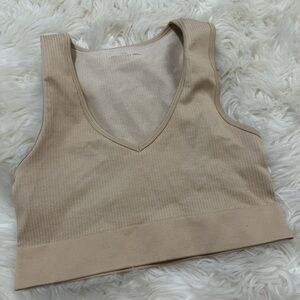 Aerie offline Beige Ribbed V-Neck Women's crop Top